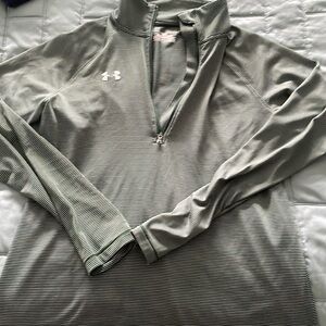 Dark green striped Under Armour lightweight quarter zip